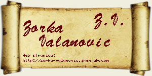 Zorka Valanović vizit kartica